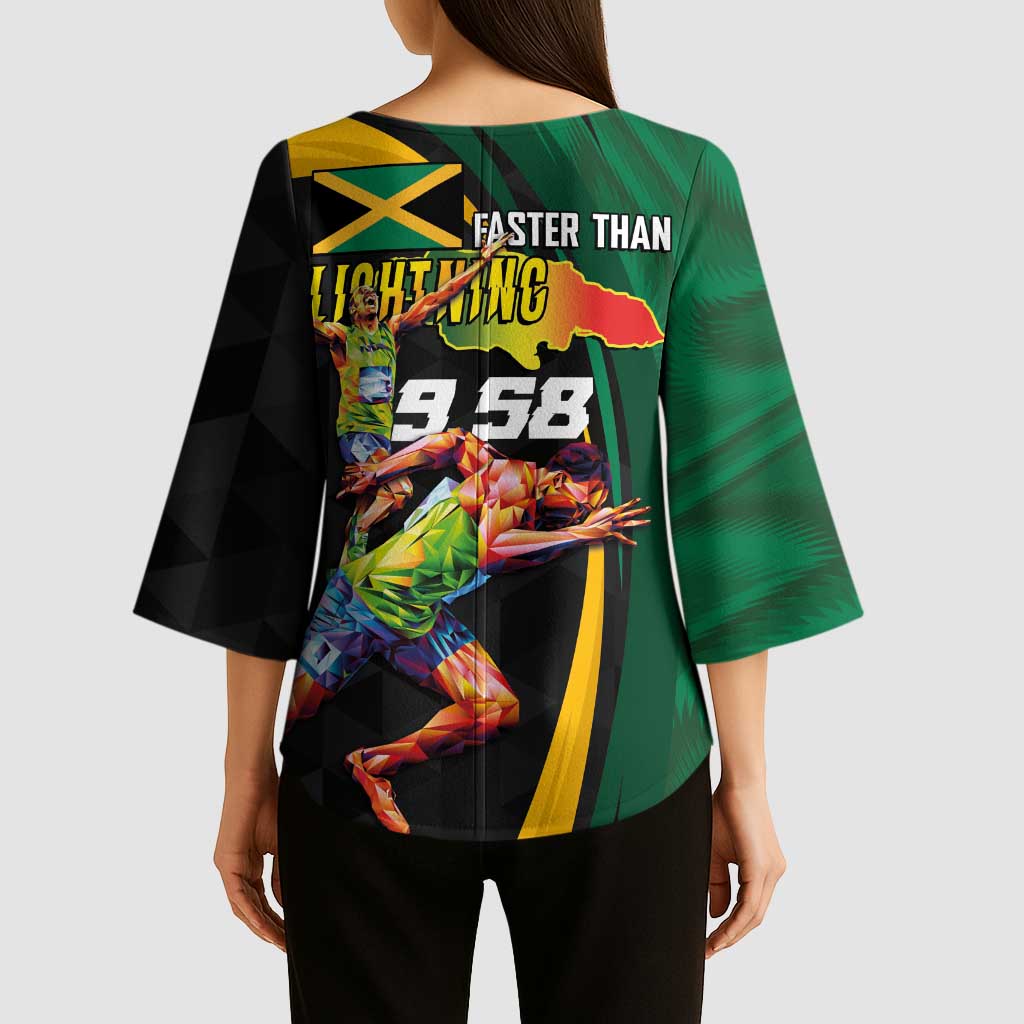Jamaican Pride Kimono Sleeve Blouse 9.58 Seconds-Faster Than Lightning - Wonder Print Shop
