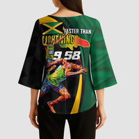 Jamaican Pride Kimono Sleeve Blouse 9.58 Seconds-Faster Than Lightning - Wonder Print Shop