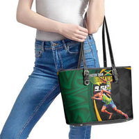 Jamaican Pride Leather Tote Bag 9.58 Seconds-Faster Than Lightning - Wonder Print Shop