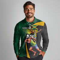 Jamaican Pride Long Sleeve Polo Shirt 9.58 Seconds-Faster Than Lightning - Wonder Print Shop