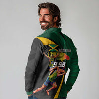 Jamaican Pride Long Sleeve Polo Shirt 9.58 Seconds-Faster Than Lightning - Wonder Print Shop