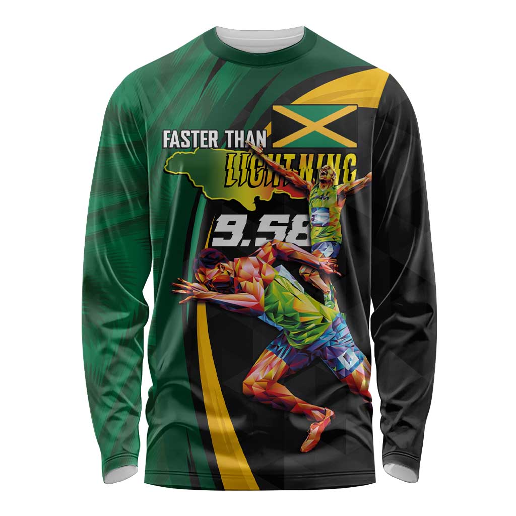 Jamaican Pride Long Sleeve Shirt 9.58 Seconds-Faster Than Lightning - Wonder Print Shop