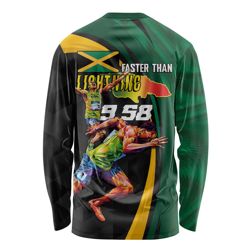 Jamaican Pride Long Sleeve Shirt 9.58 Seconds-Faster Than Lightning - Wonder Print Shop
