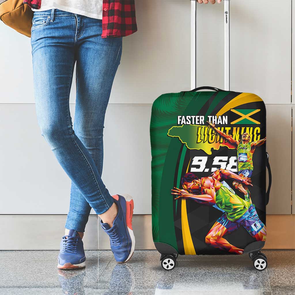 Jamaican Pride Luggage Cover 9.58 Seconds-Faster Than Lightning - Wonder Print Shop