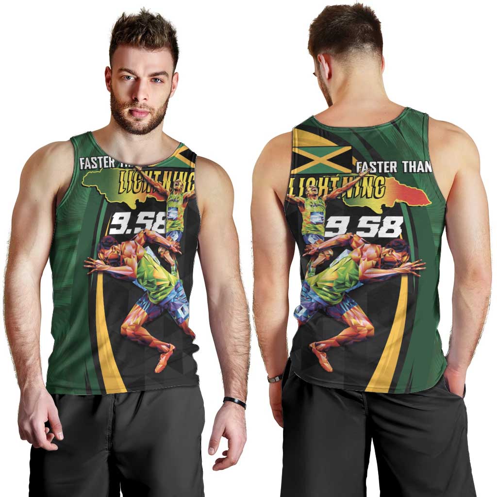 Jamaican Pride Men Tank Top 9.58 Seconds-Faster Than Lightning - Wonder Print Shop