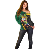 Jamaican Pride Off Shoulder Sweater 9.58 Seconds-Faster Than Lightning - Wonder Print Shop
