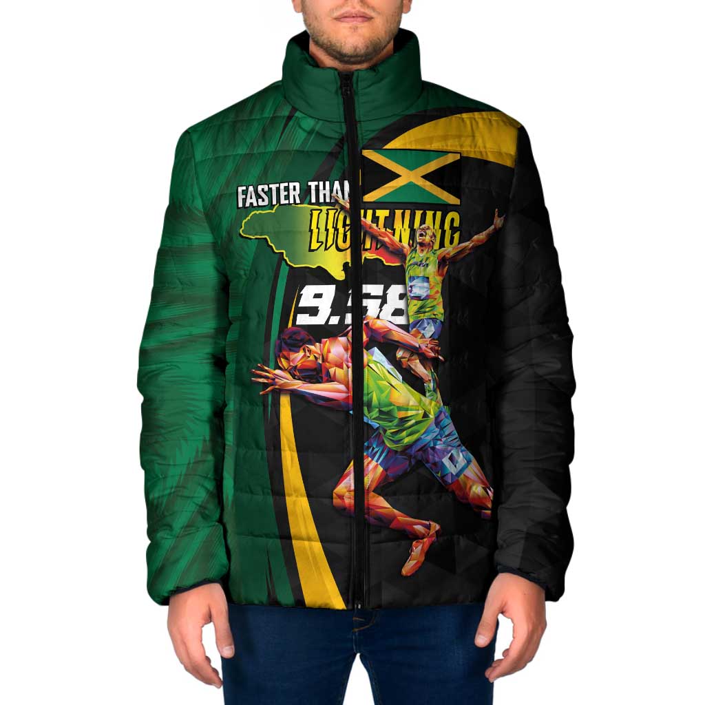 Jamaican Pride Padded Jacket 9.58 Seconds-Faster Than Lightning - Wonder Print Shop