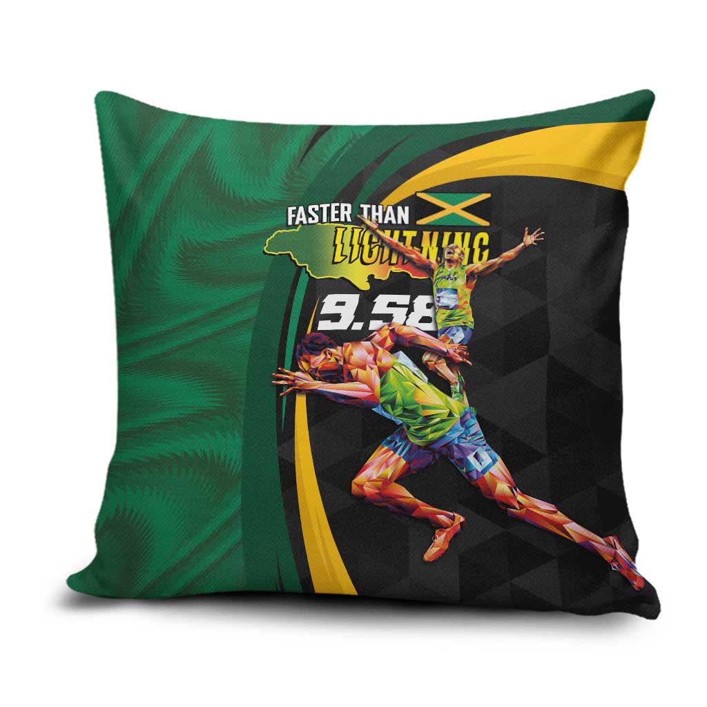 Jamaican Pride Pillow Cover 9.58 Seconds-Faster Than Lightning - Wonder Print Shop