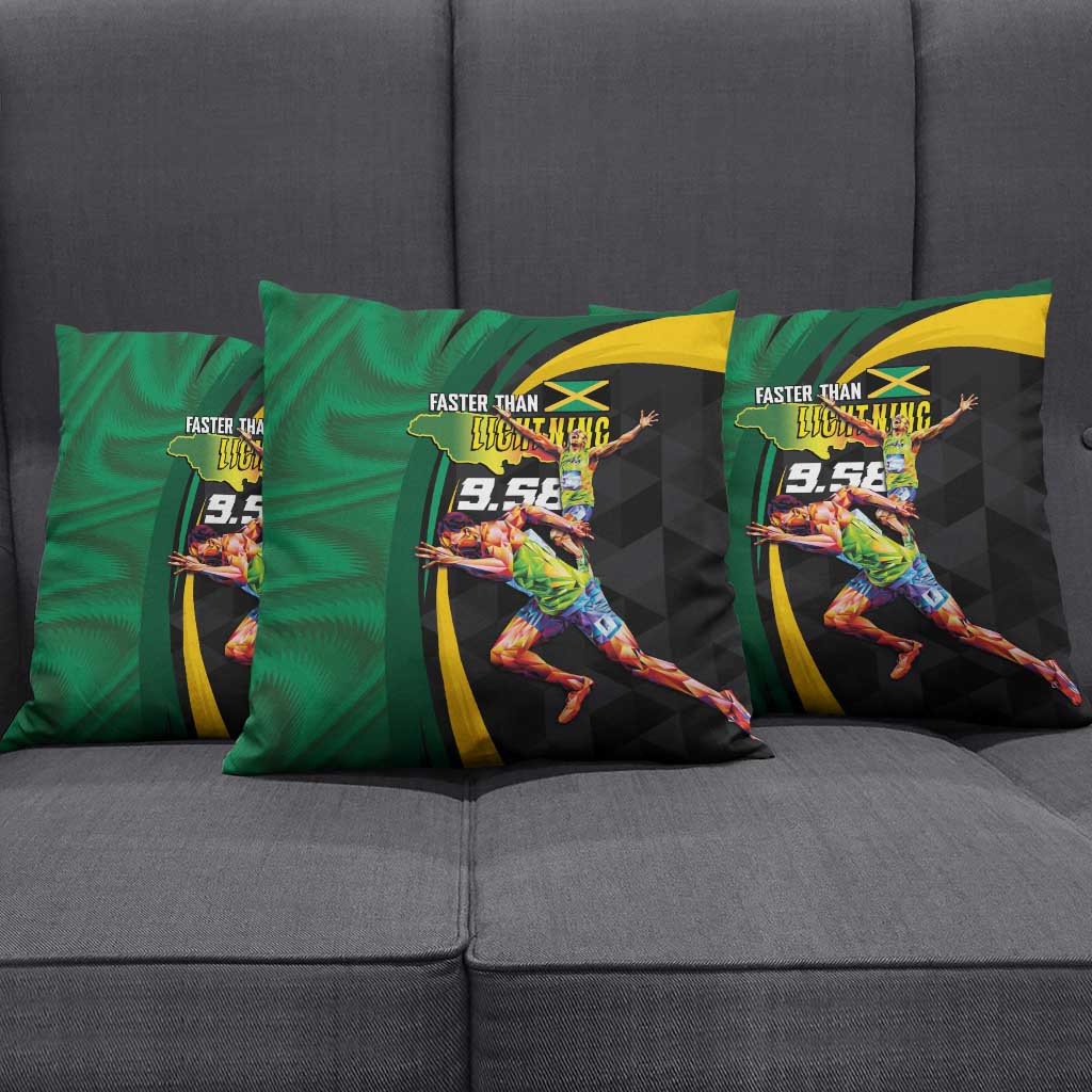Jamaican Pride Pillow Cover 9.58 Seconds-Faster Than Lightning - Wonder Print Shop