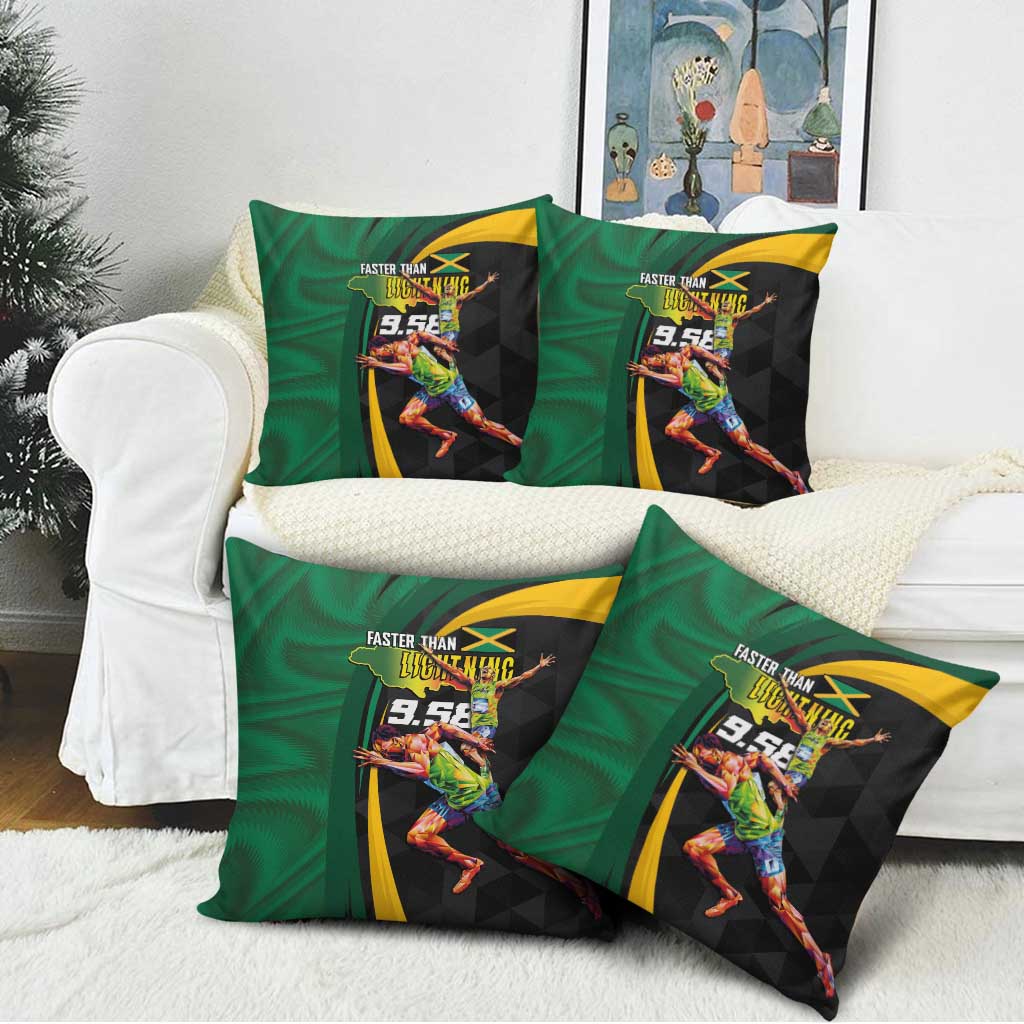 Jamaican Pride Pillow Cover 9.58 Seconds-Faster Than Lightning - Wonder Print Shop