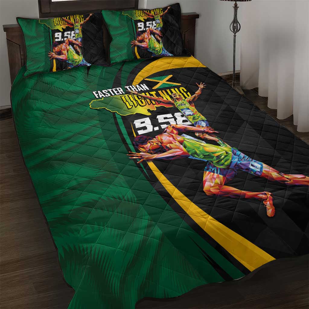 Jamaican Pride Quilt Bed Set 9.58 Seconds-Faster Than Lightning - Wonder Print Shop