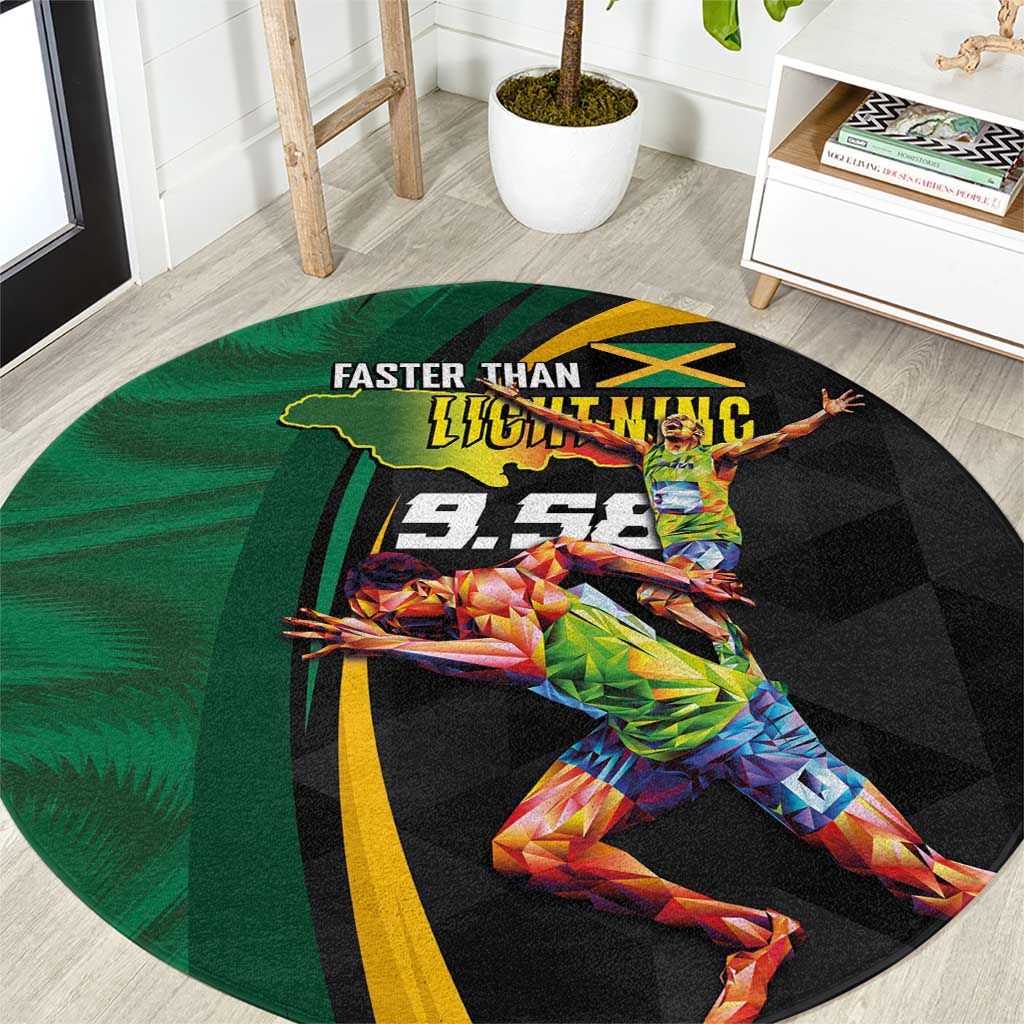 Jamaican Pride Round Carpet 9.58 Seconds-Faster Than Lightning - Wonder Print Shop