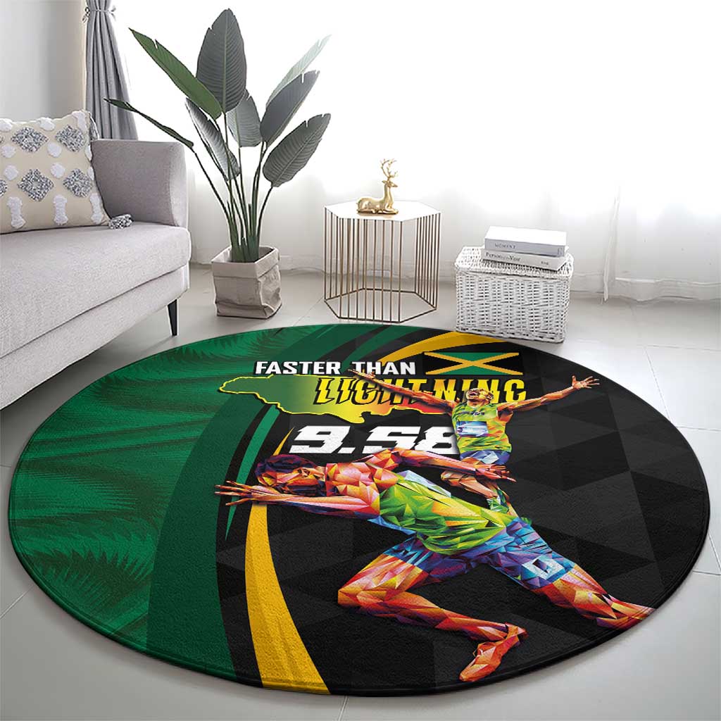 Jamaican Pride Round Carpet 9.58 Seconds-Faster Than Lightning - Wonder Print Shop
