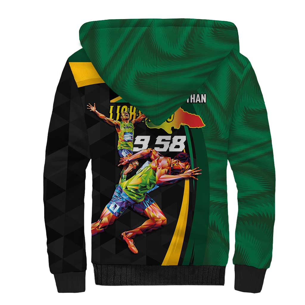 Jamaican Pride Sherpa Hoodie 9.58 Seconds-Faster Than Lightning - Wonder Print Shop
