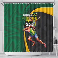 Jamaican Pride Shower Curtain 9.58 Seconds-Faster Than Lightning - Wonder Print Shop