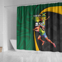 Jamaican Pride Shower Curtain 9.58 Seconds-Faster Than Lightning - Wonder Print Shop
