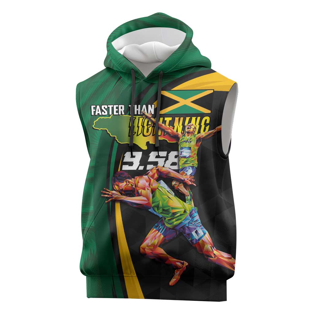 Jamaican Pride Sleeveless Hoodie 9.58 Seconds-Faster Than Lightning - Wonder Print Shop