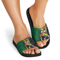 Jamaican Pride Slide Sandals 9.58 Seconds-Faster Than Lightning - Wonder Print Shop