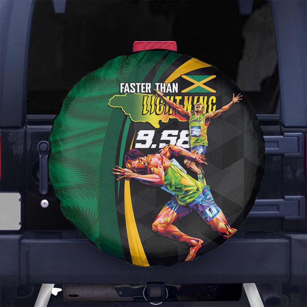 Jamaican Pride Spare Tire Cover 9.58 Seconds-Faster Than Lightning - Wonder Print Shop