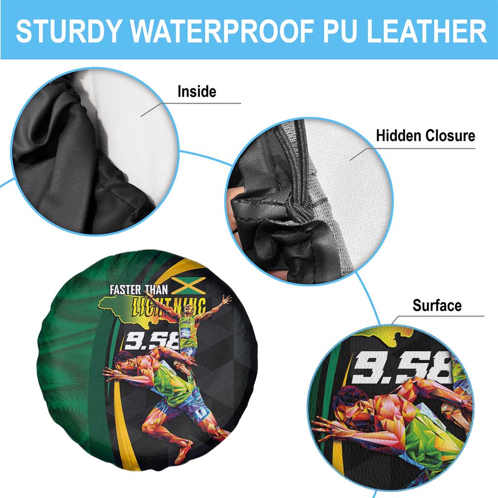 Jamaican Pride Spare Tire Cover 9.58 Seconds-Faster Than Lightning - Wonder Print Shop