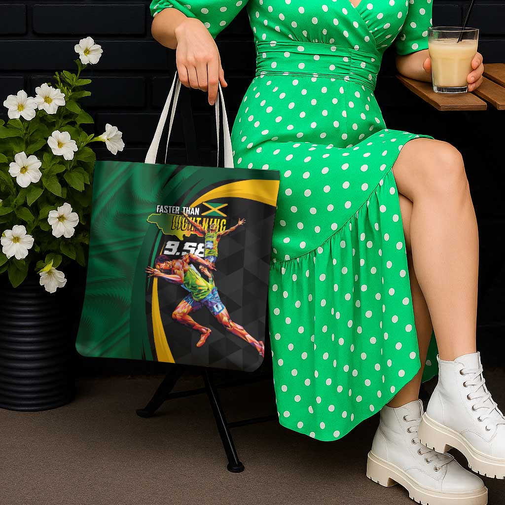 Jamaican Pride Tote Bag 9.58 Seconds-Faster Than Lightning - Wonder Print Shop