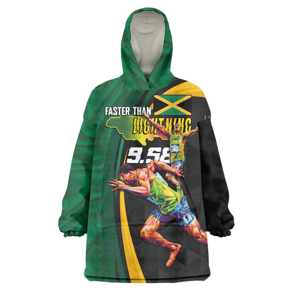 Jamaican Pride Wearable Blanket Hoodie 9.58 Seconds-Faster Than Lightning - Wonder Print Shop