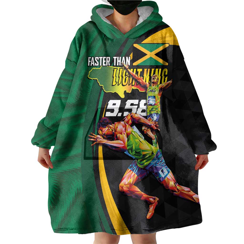 Jamaican Pride Wearable Blanket Hoodie 9.58 Seconds-Faster Than Lightning - Wonder Print Shop