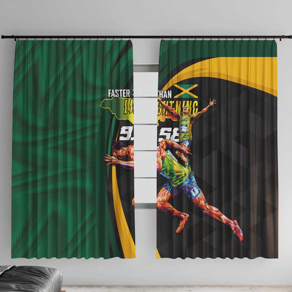 Jamaican Pride Window Curtain 9.58 Seconds-Faster Than Lightning - Wonder Print Shop