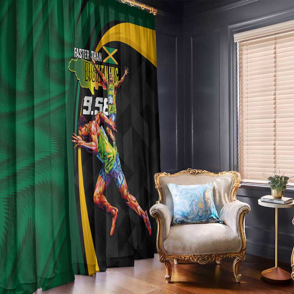 Jamaican Pride Window Curtain 9.58 Seconds-Faster Than Lightning - Wonder Print Shop