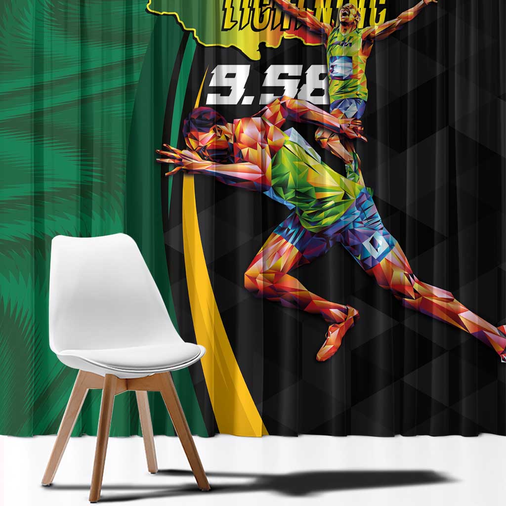 Jamaican Pride Window Curtain 9.58 Seconds-Faster Than Lightning - Wonder Print Shop