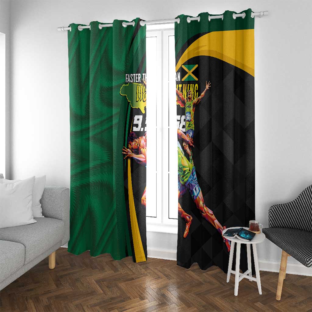Jamaican Pride Window Curtain 9.58 Seconds-Faster Than Lightning - Wonder Print Shop