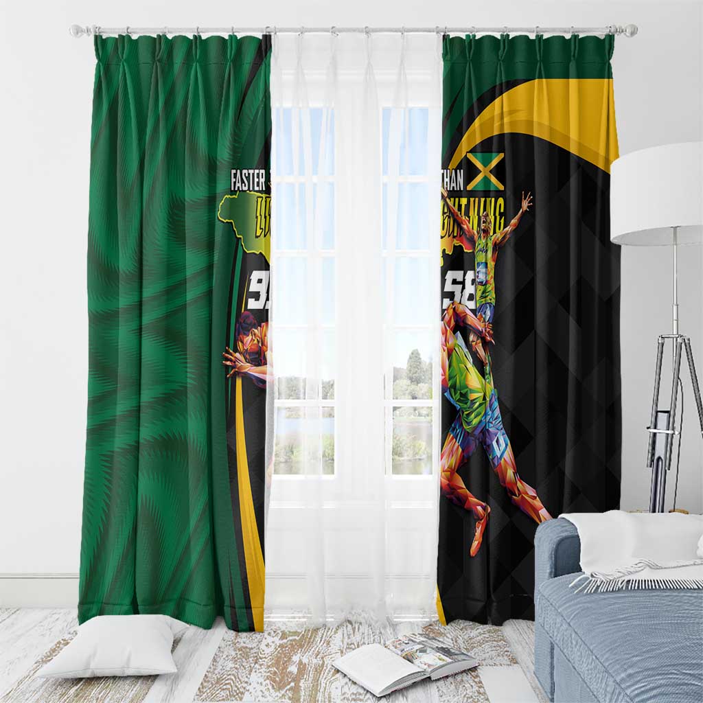 Jamaican Pride Window Curtain 9.58 Seconds-Faster Than Lightning - Wonder Print Shop