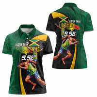 Jamaican Pride Women Polo Shirt 9.58 Seconds-Faster Than Lightning - Wonder Print Shop