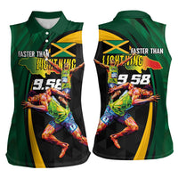 Jamaican Pride Women Sleeveless Polo Shirt 9.58 Seconds-Faster Than Lightning - Wonder Print Shop
