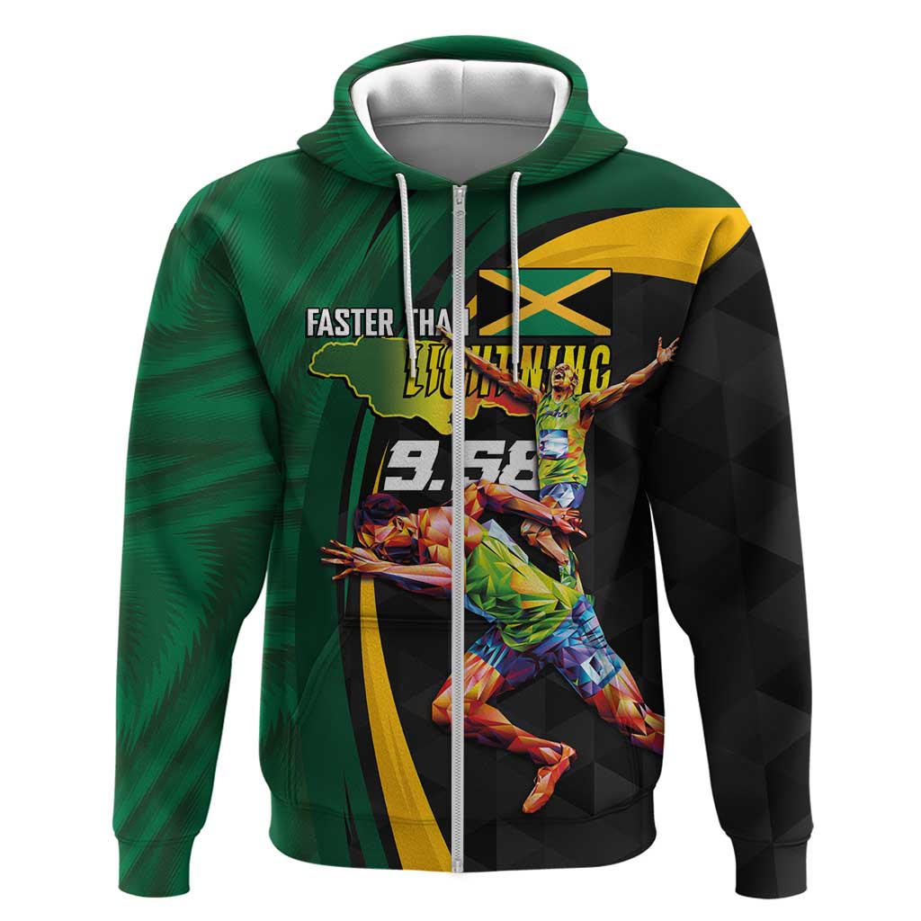 Jamaican Pride Zip Hoodie 9.58 Seconds-Faster Than Lightning - Wonder Print Shop