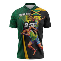 Jamaican Pride Zipper Polo Shirt 9.58 Seconds-Faster Than Lightning - Wonder Print Shop