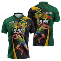 Jamaican Pride Zipper Polo Shirt 9.58 Seconds-Faster Than Lightning - Wonder Print Shop