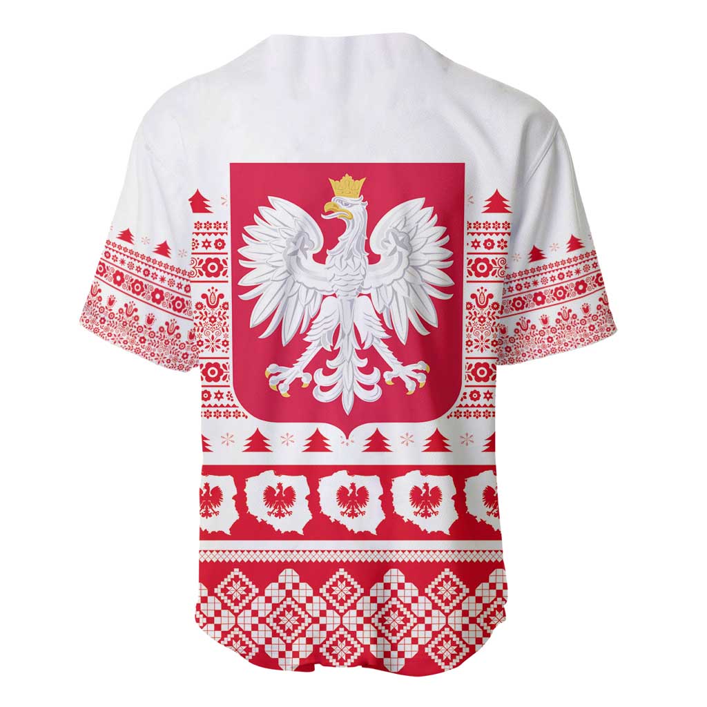 Polish Christmas Baseball Jersey - Poland Emblem and Lachy Sadeckie Pattern - Wonder Print Shop