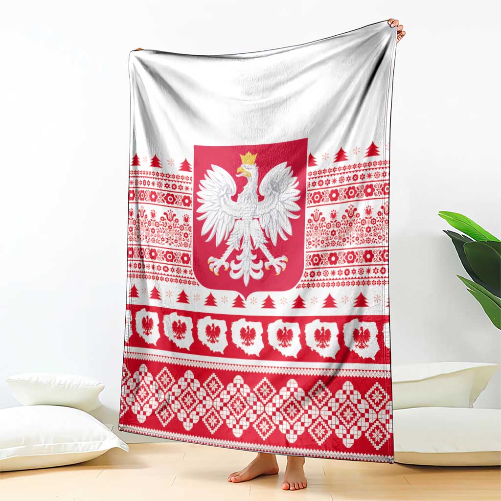 Polish Christmas Blanket - Poland Emblem and Lachy Sadeckie Pattern
