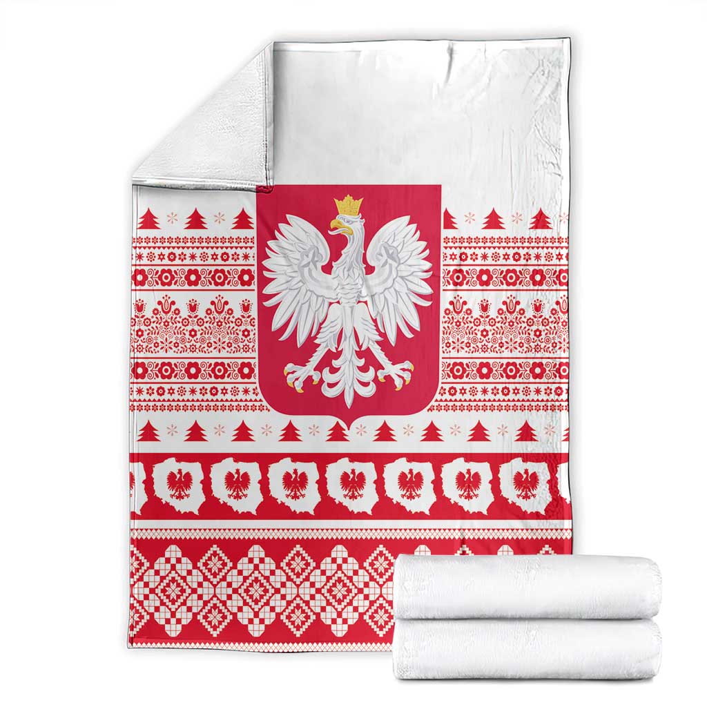 Polish Christmas Blanket - Poland Emblem and Lachy Sadeckie Pattern