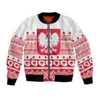Polish Christmas Bomber Jacket - Poland Emblem and Lachy Sadeckie Pattern - Wonder Print Shop