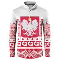 Polish Christmas Button Sweatshirt - Poland Emblem and Lachy Sadeckie Pattern - Wonder Print Shop
