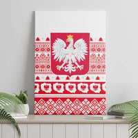 Polish Christmas Canvas Wall Art - Poland Emblem and Lachy Sadeckie Pattern - Wonder Print Shop