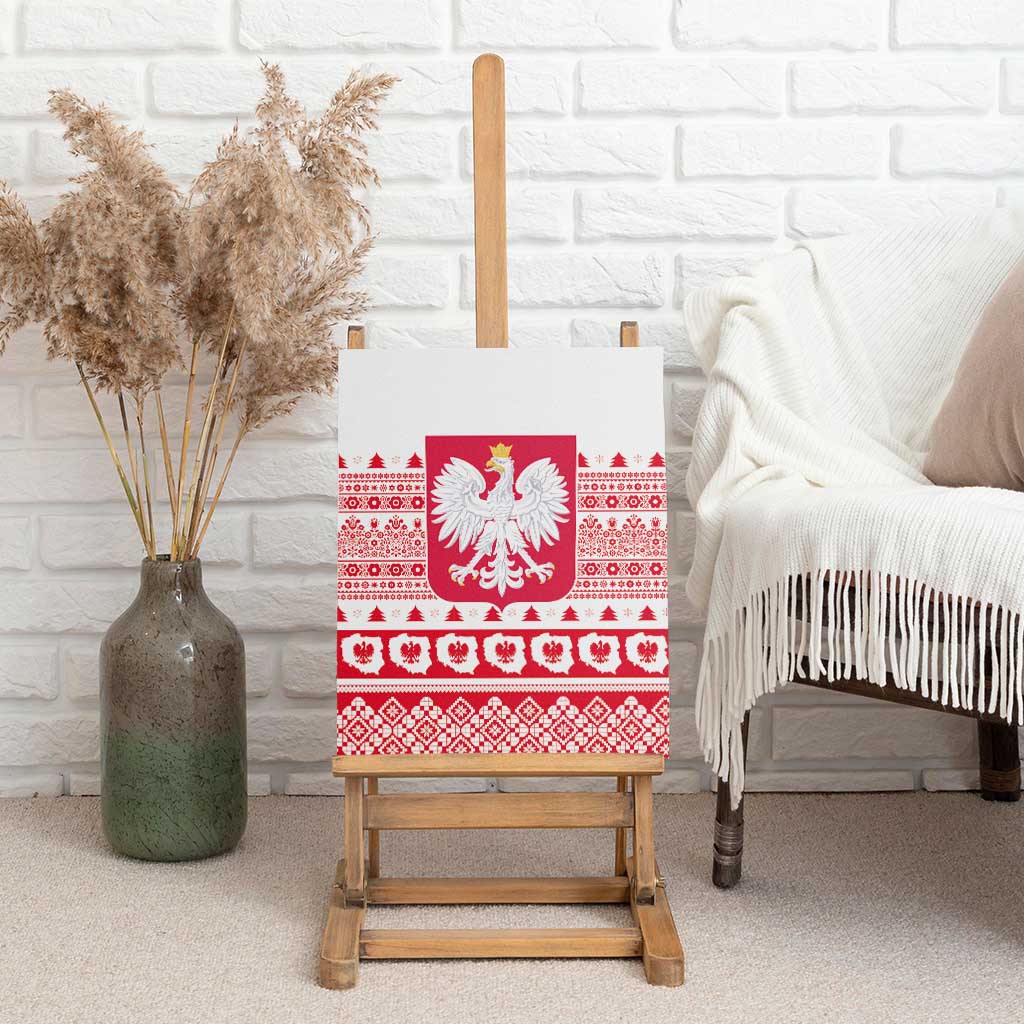 Polish Christmas Canvas Wall Art - Poland Emblem and Lachy Sadeckie Pattern - Wonder Print Shop