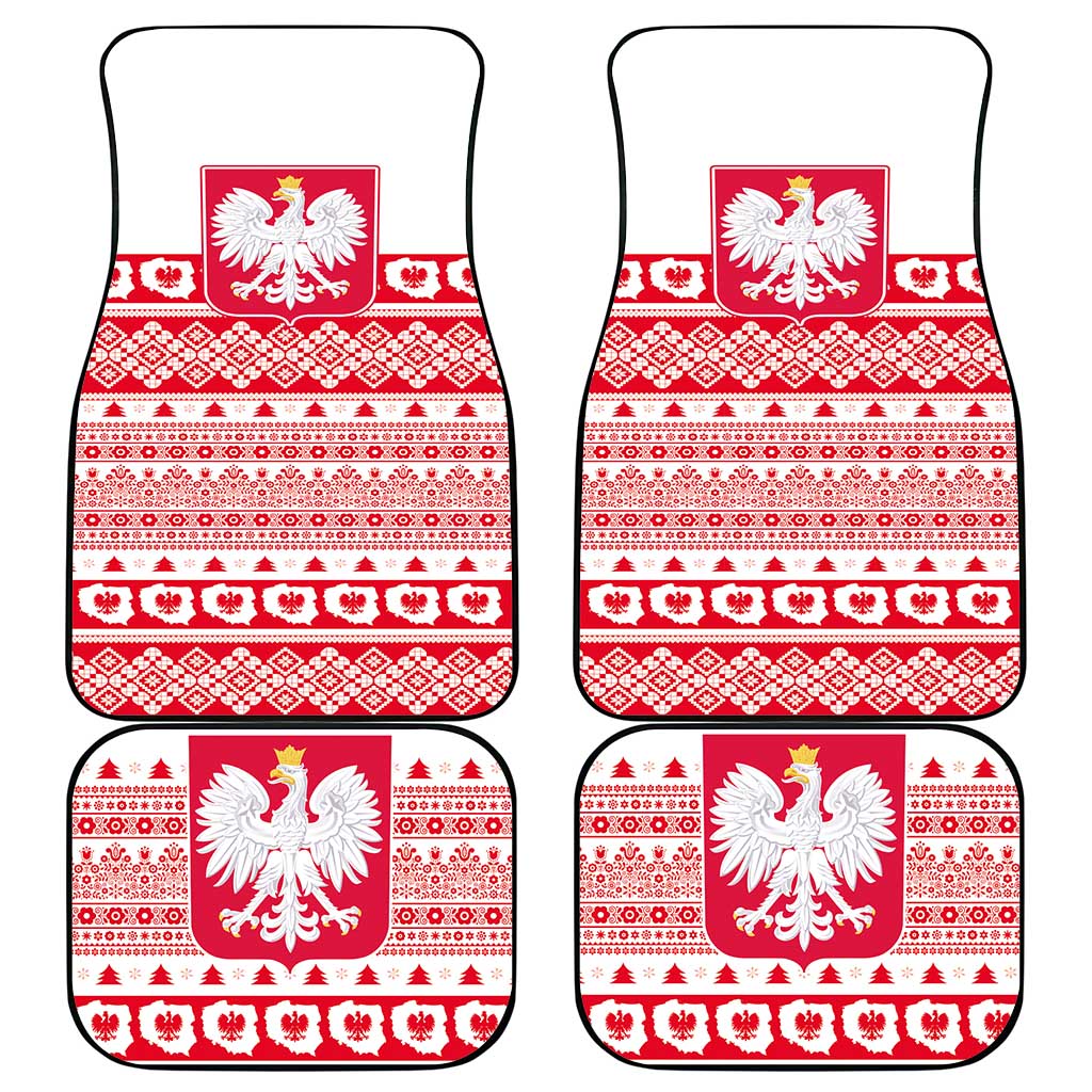 Polish Christmas Car Mats - Poland Emblem and Lachy Sadeckie Pattern - Wonder Print Shop