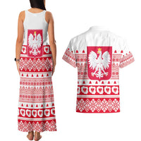 Polish Christmas Couples Matching Tank Maxi Dress and Hawaiian Shirt - Poland Emblem and Lachy Sadeckie Pattern - Wonder Print Shop