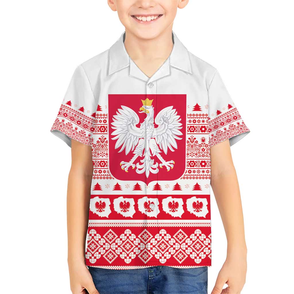 Polish Christmas Family Matching Long Sleeve Bodycon Dress and Hawaiian Shirt - Poland Emblem and Lachy Sadeckie Pattern - Wonder Print Shop