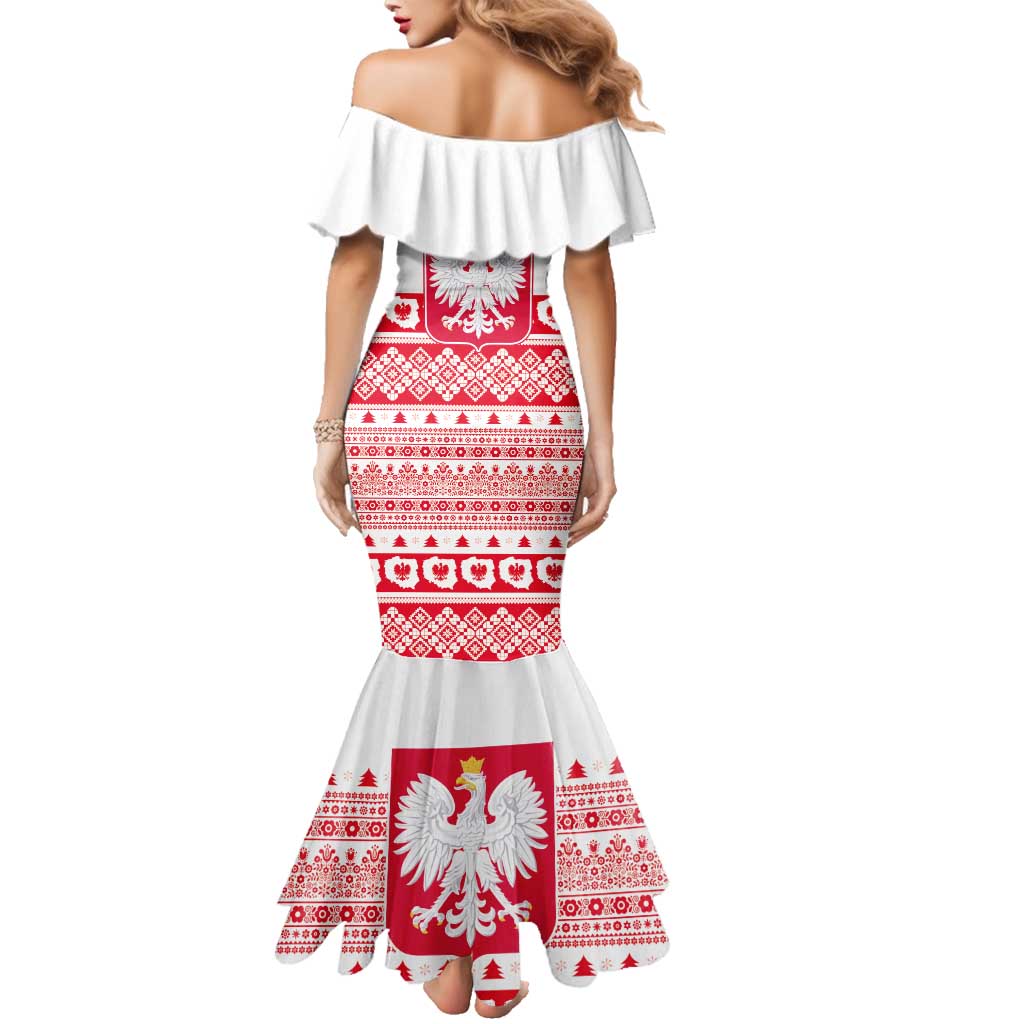 Polish Christmas Family Matching Mermaid Dress and Hawaiian Shirt - Poland Emblem and Lachy Sadeckie Pattern - Wonder Print Shop