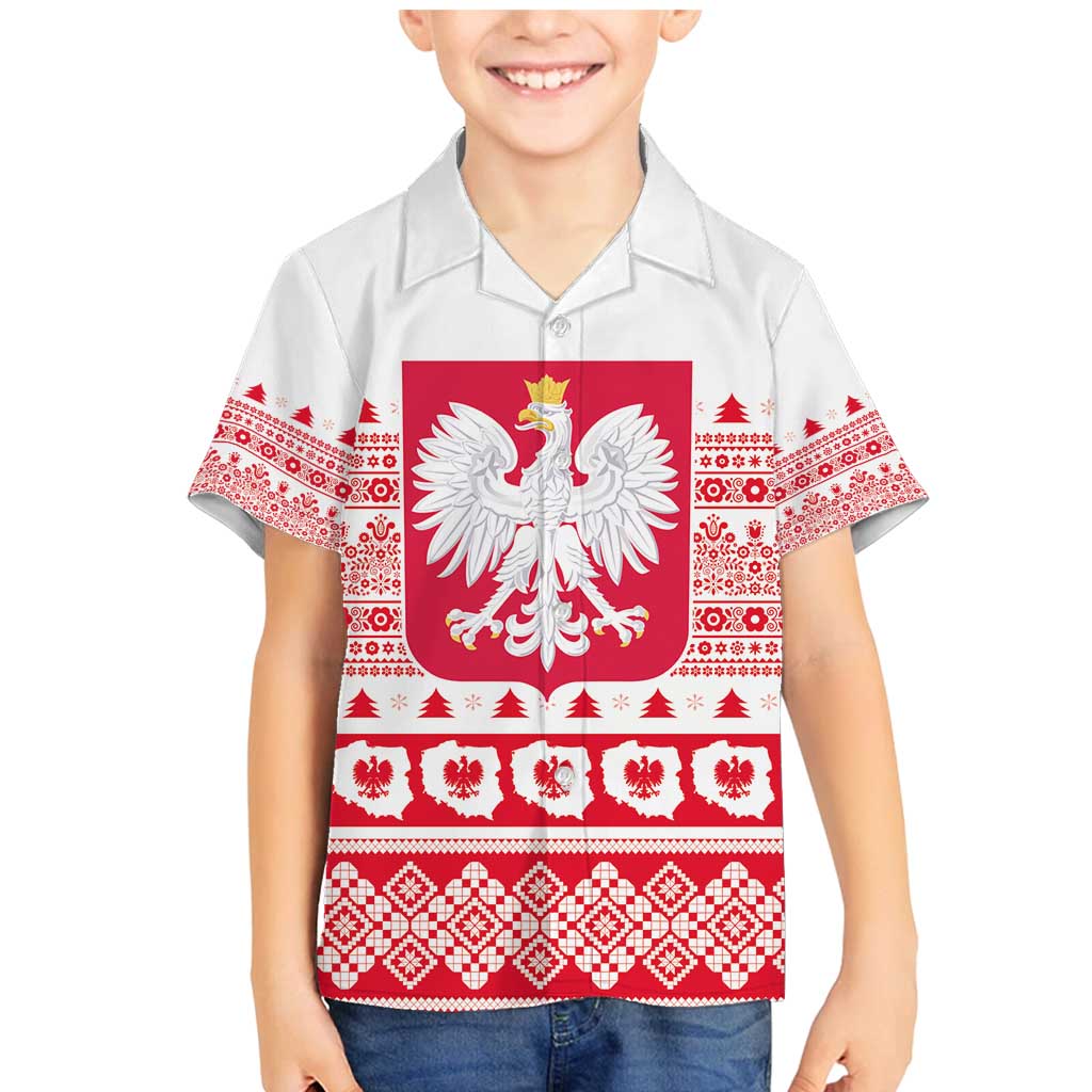 Polish Christmas Family Matching Mermaid Dress and Hawaiian Shirt - Poland Emblem and Lachy Sadeckie Pattern - Wonder Print Shop