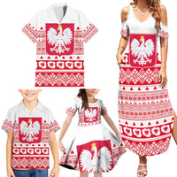 Polish Christmas Family Matching Summer Maxi Dress and Hawaiian Shirt - Poland Emblem and Lachy Sadeckie Pattern - Wonder Print Shop